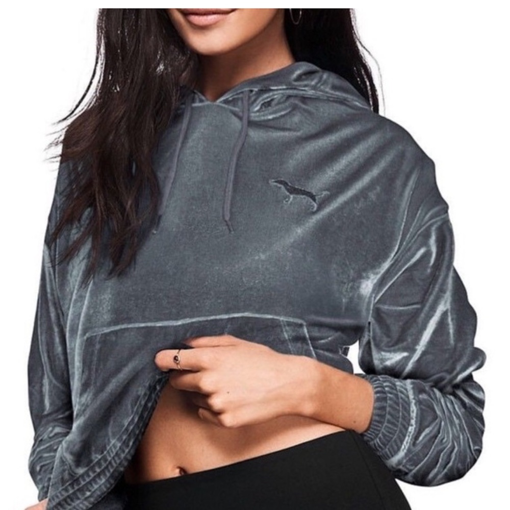 PINK Victoria's Secret Charcoal Velour Hoodie